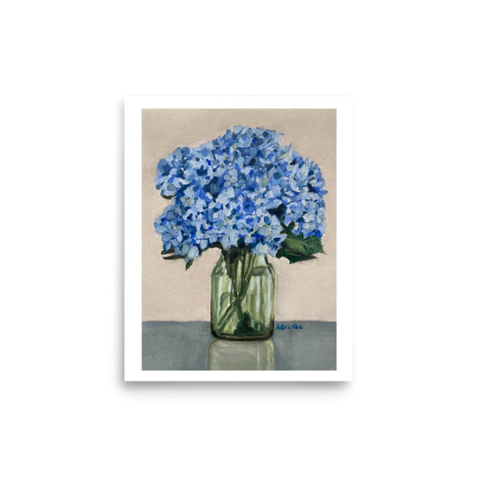 Blue Hydrangeas 1, oil on canvas, by Adora Rose Studio.