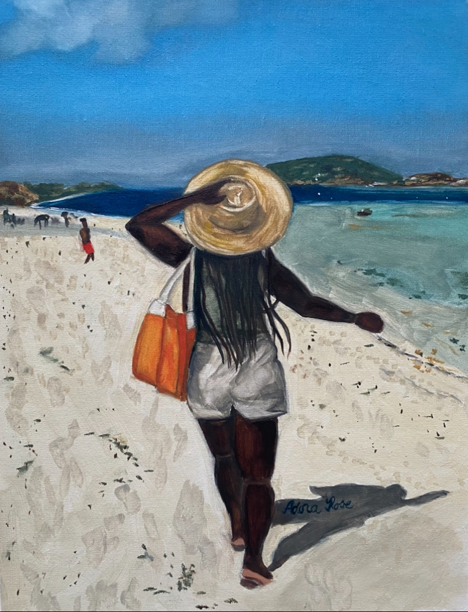 Abena on the Beach 1, Oil painting by Adora Rose Studio