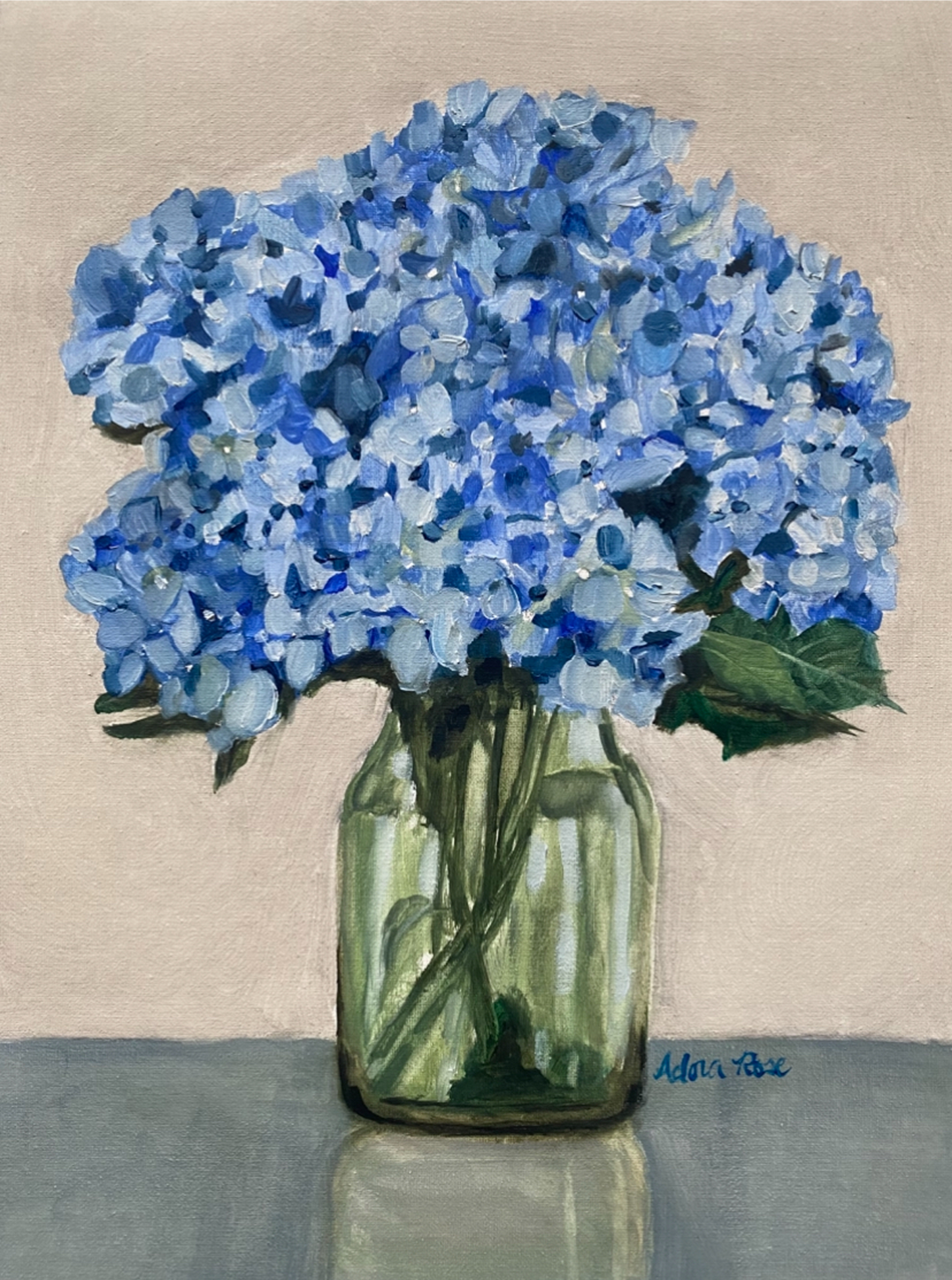 Blue Hydrangeas 1, oil on canvas, by Adora Rose Studio.