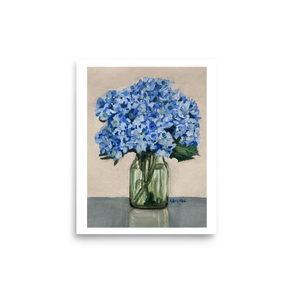 Blue Hydrangeas 1, oil on canvas, by Adora Rose Studio.